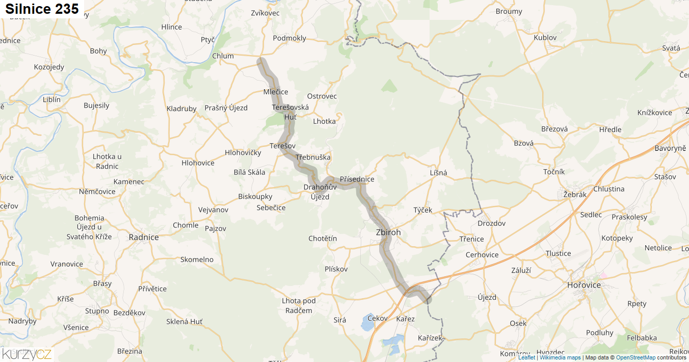 Silnice 235 - mapa Silnice 235