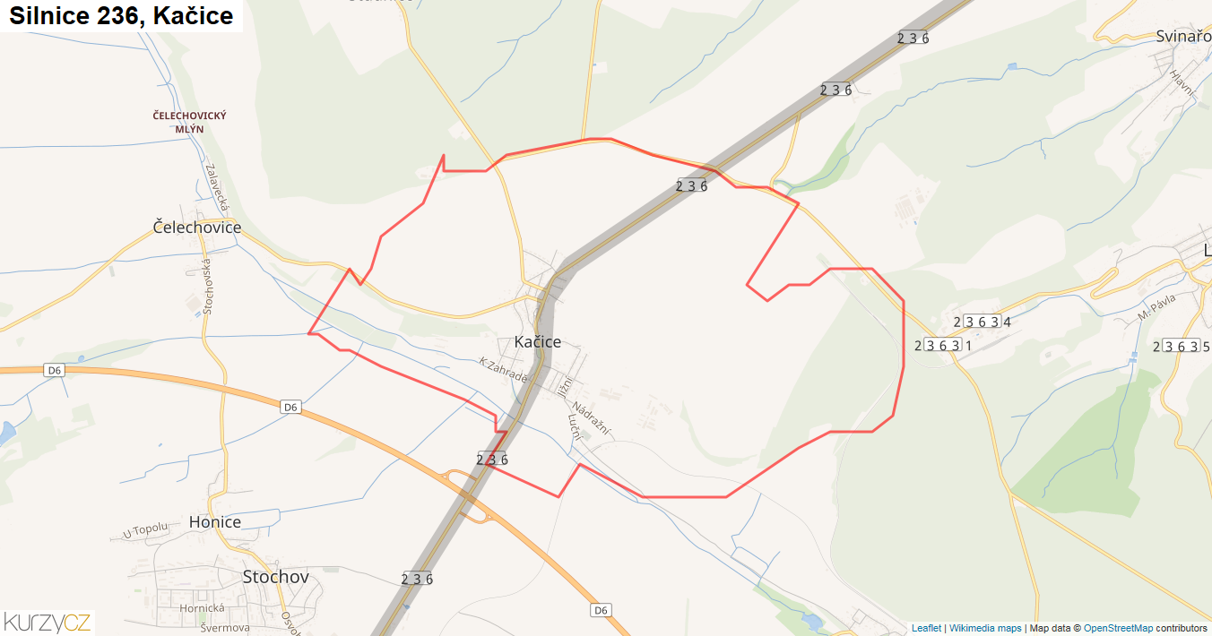 Kačice, Silnice 236 - Mapa