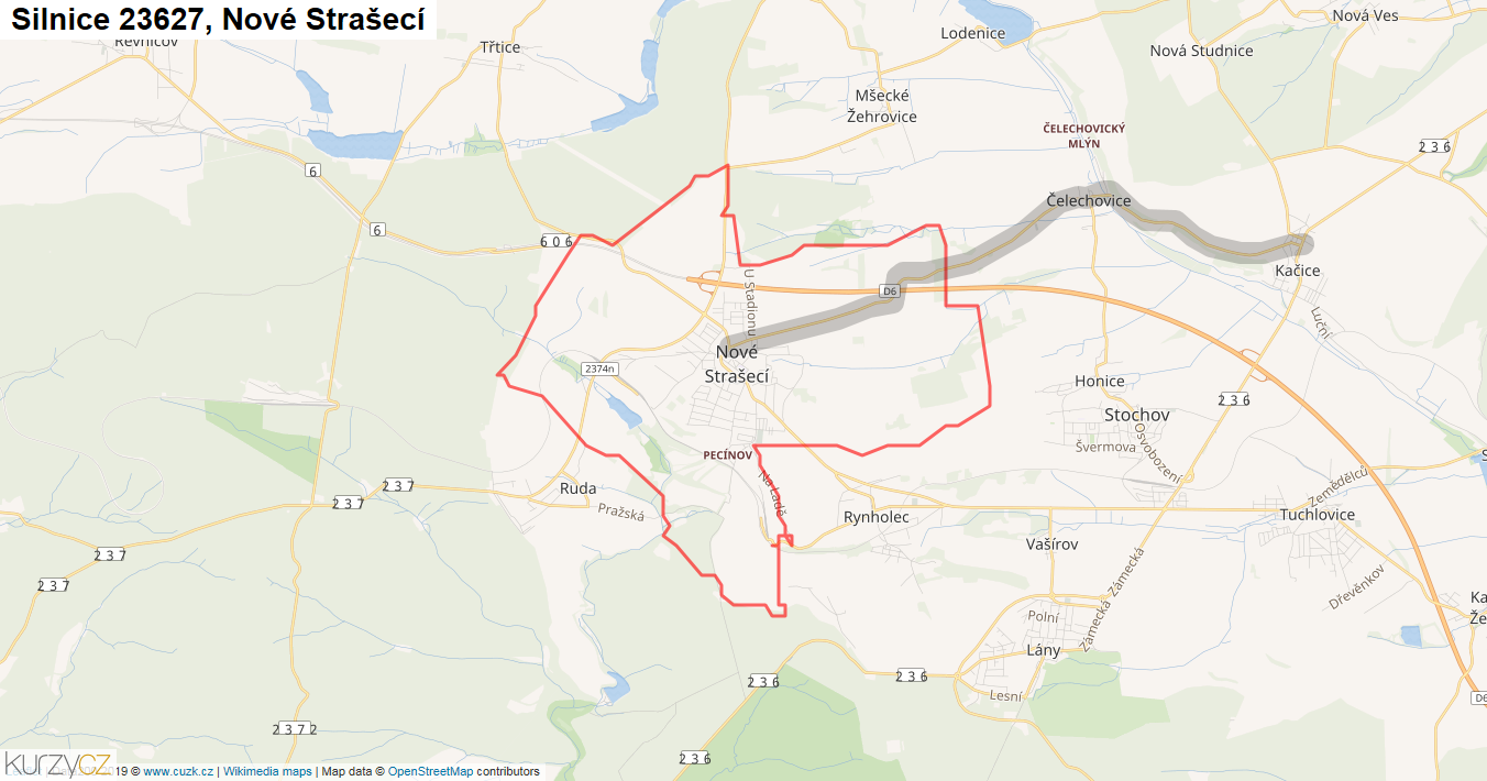 Nové Strašecí, Silnice 23627 - Mapa