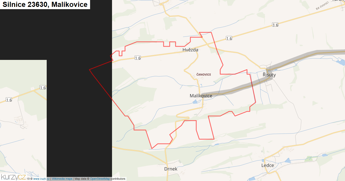 Malíkovice, Silnice 23630 - Mapa