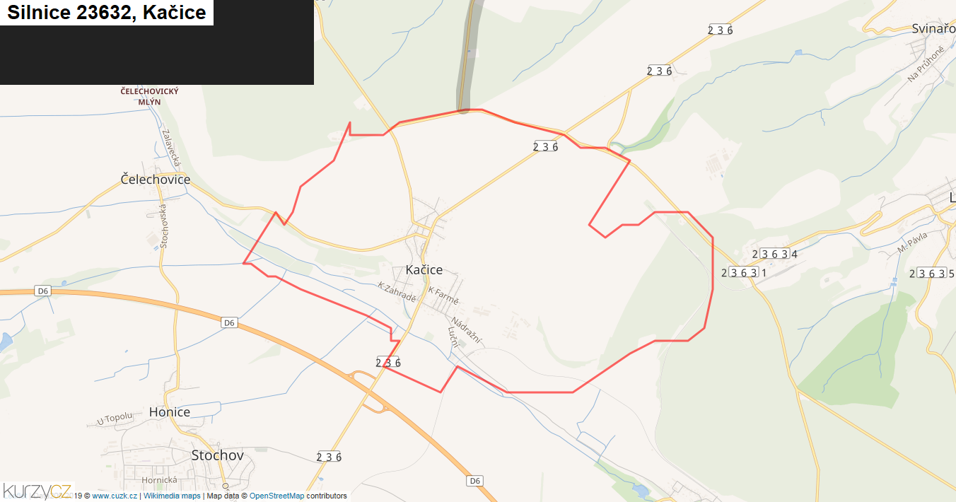 Kačice, Silnice 23632 - Mapa