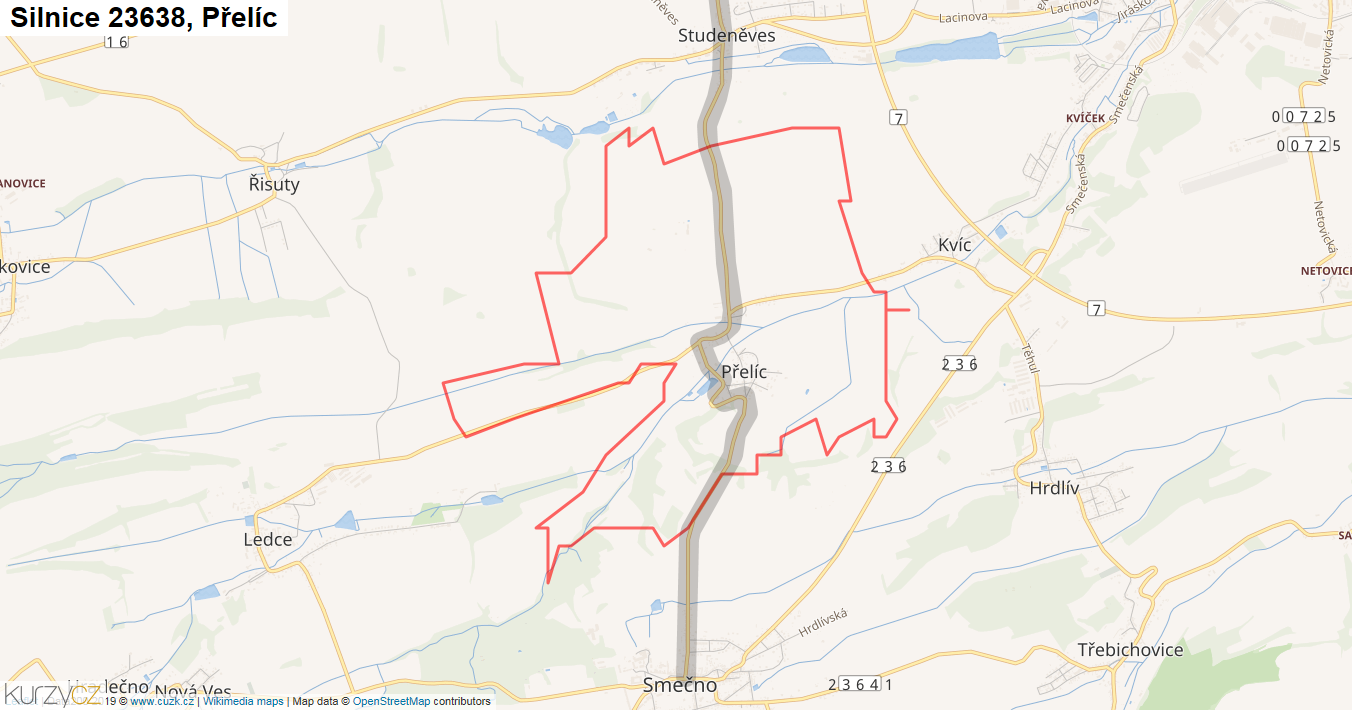 Přelíc, Silnice 23638 - Mapa