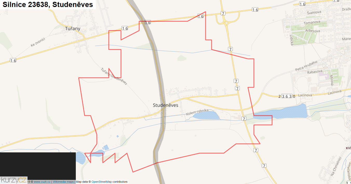 Studeněves, Silnice 23638 - Mapa
