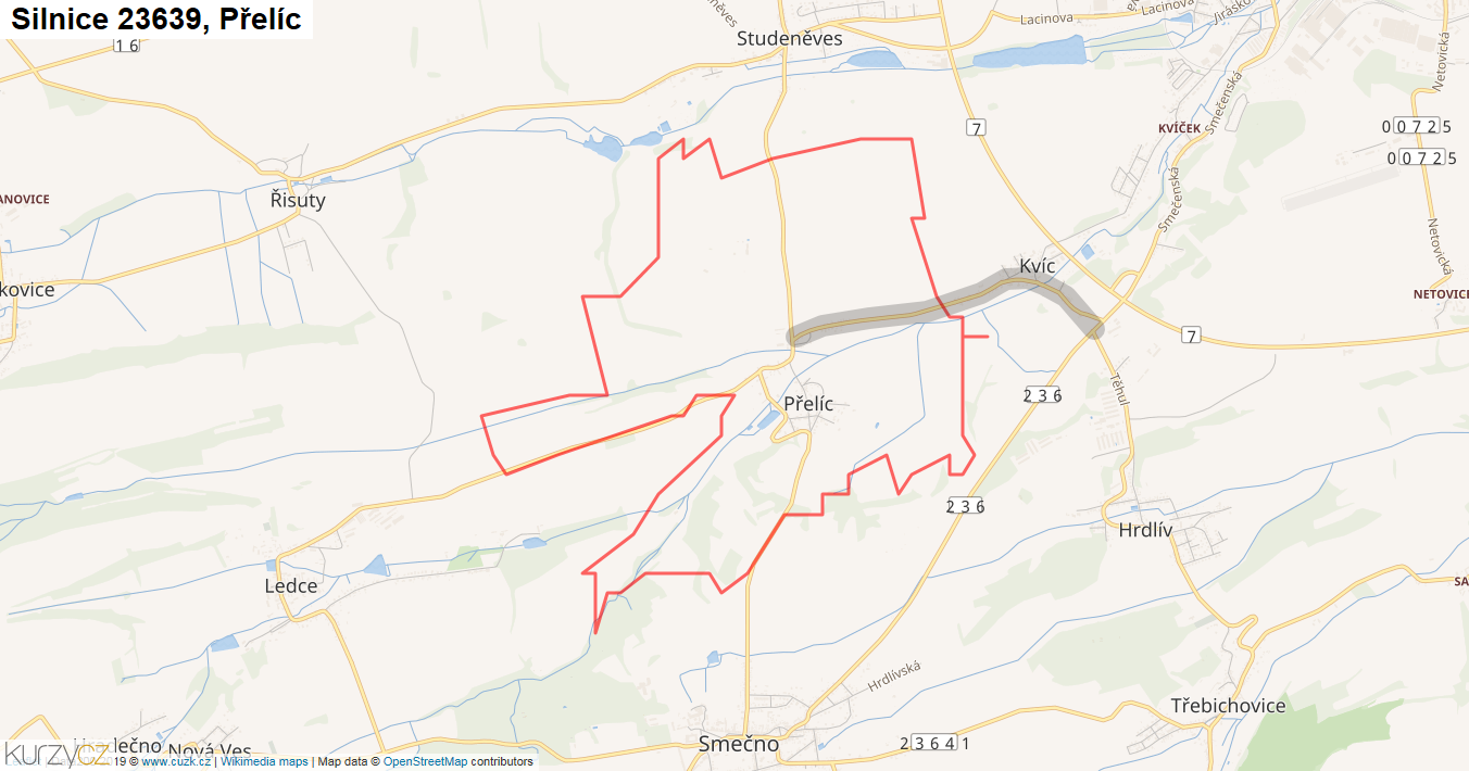 Přelíc, Silnice 23639 - Mapa