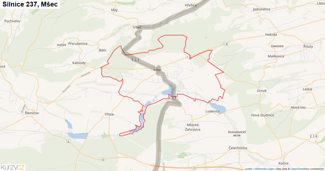 Mšec, Silnice 237 - Mapa
