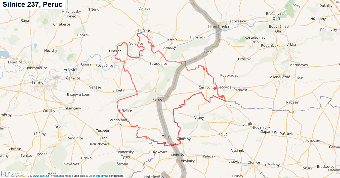 Peruc, Silnice 237 - Mapa