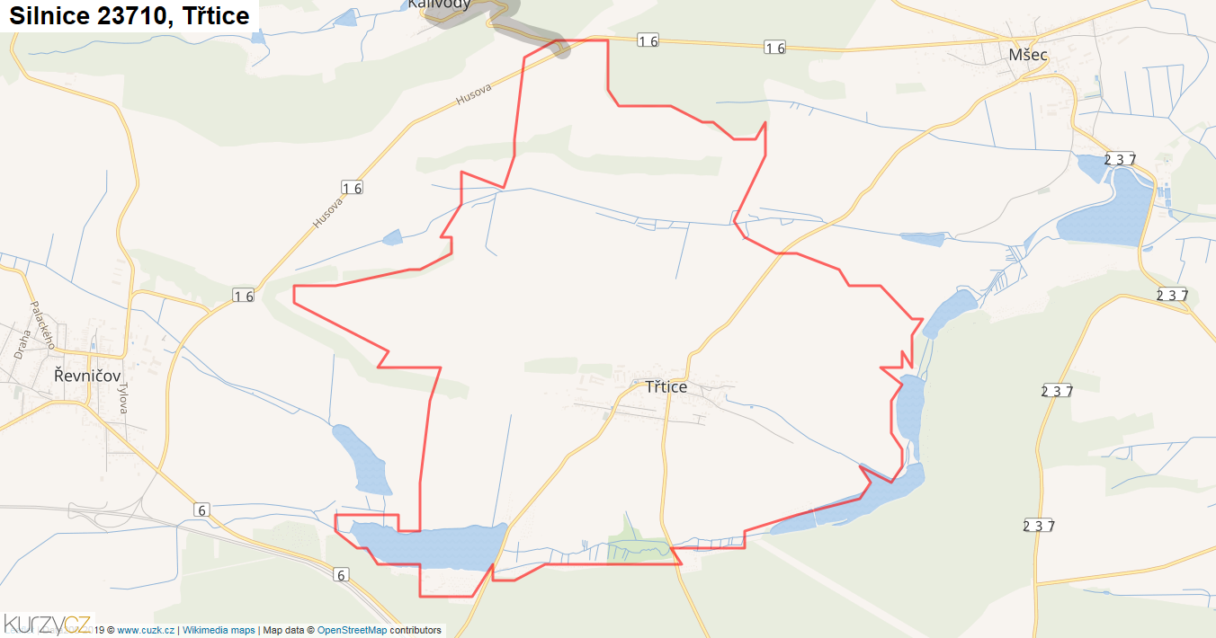 Třtice, Silnice 23710 - Mapa