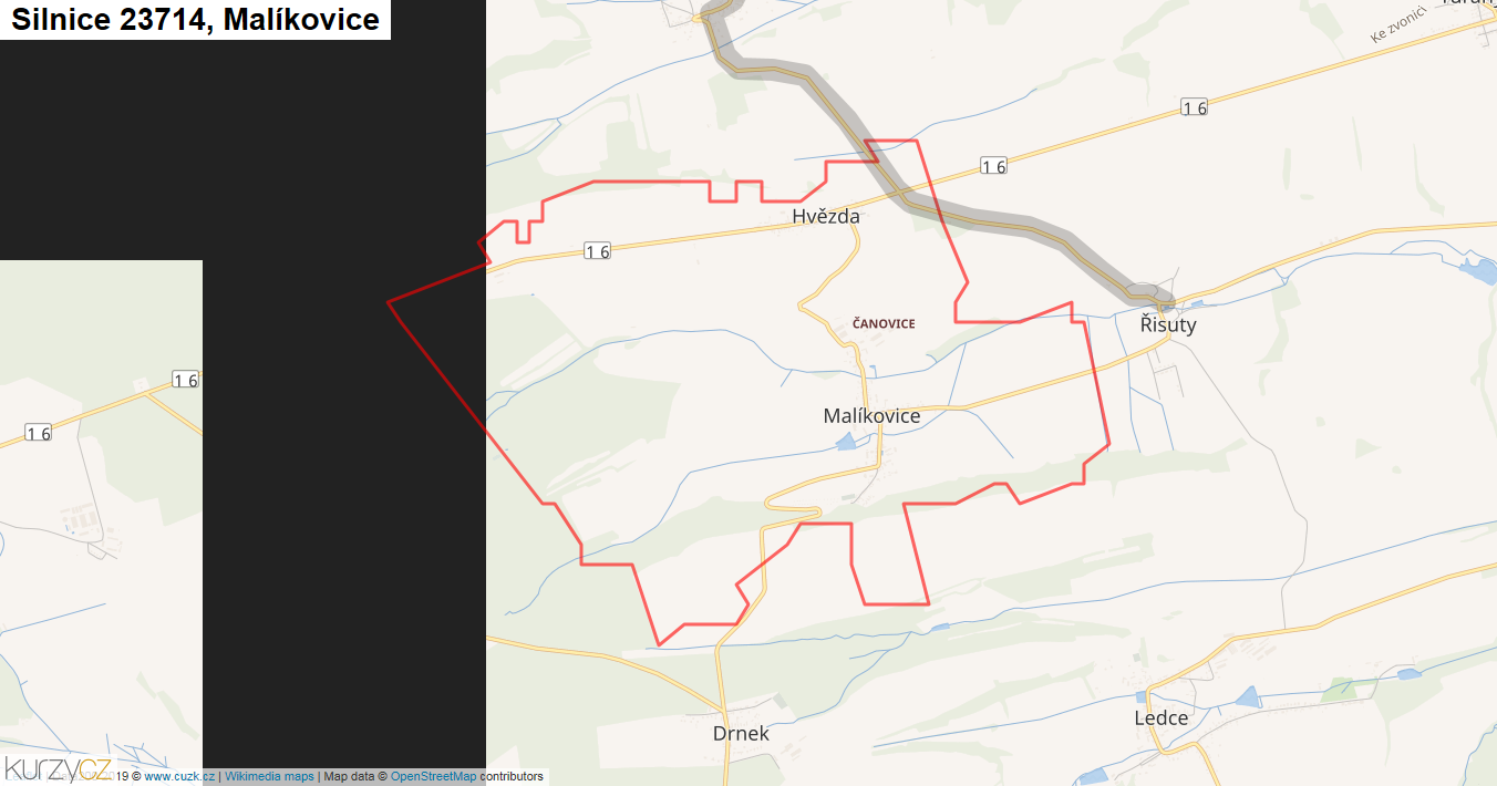 Malíkovice, Silnice 23714 - Mapa