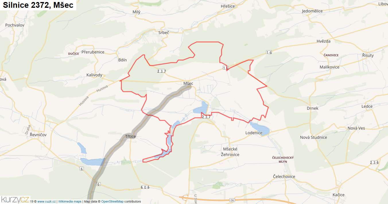 Mšec, Silnice 2372 - Mapa