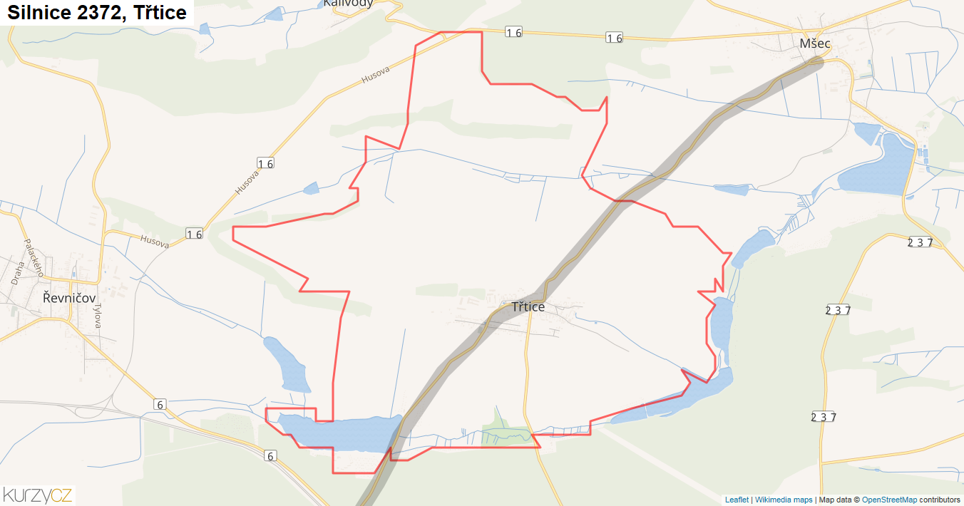 Třtice, Silnice 2372 - Mapa