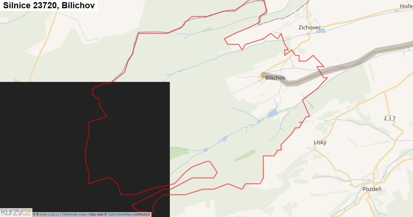 Bílichov, Silnice 23720 - Mapa