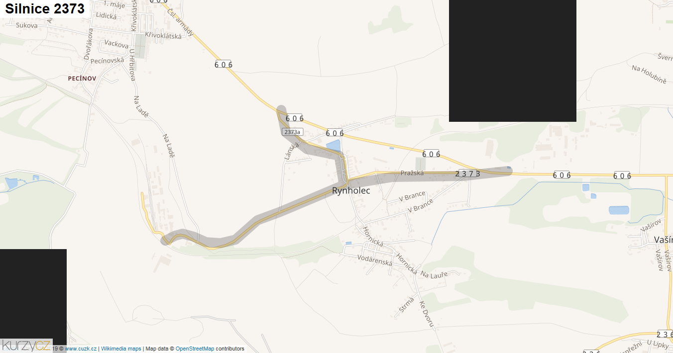 Silnice 2373 - mapa Silnice 2373