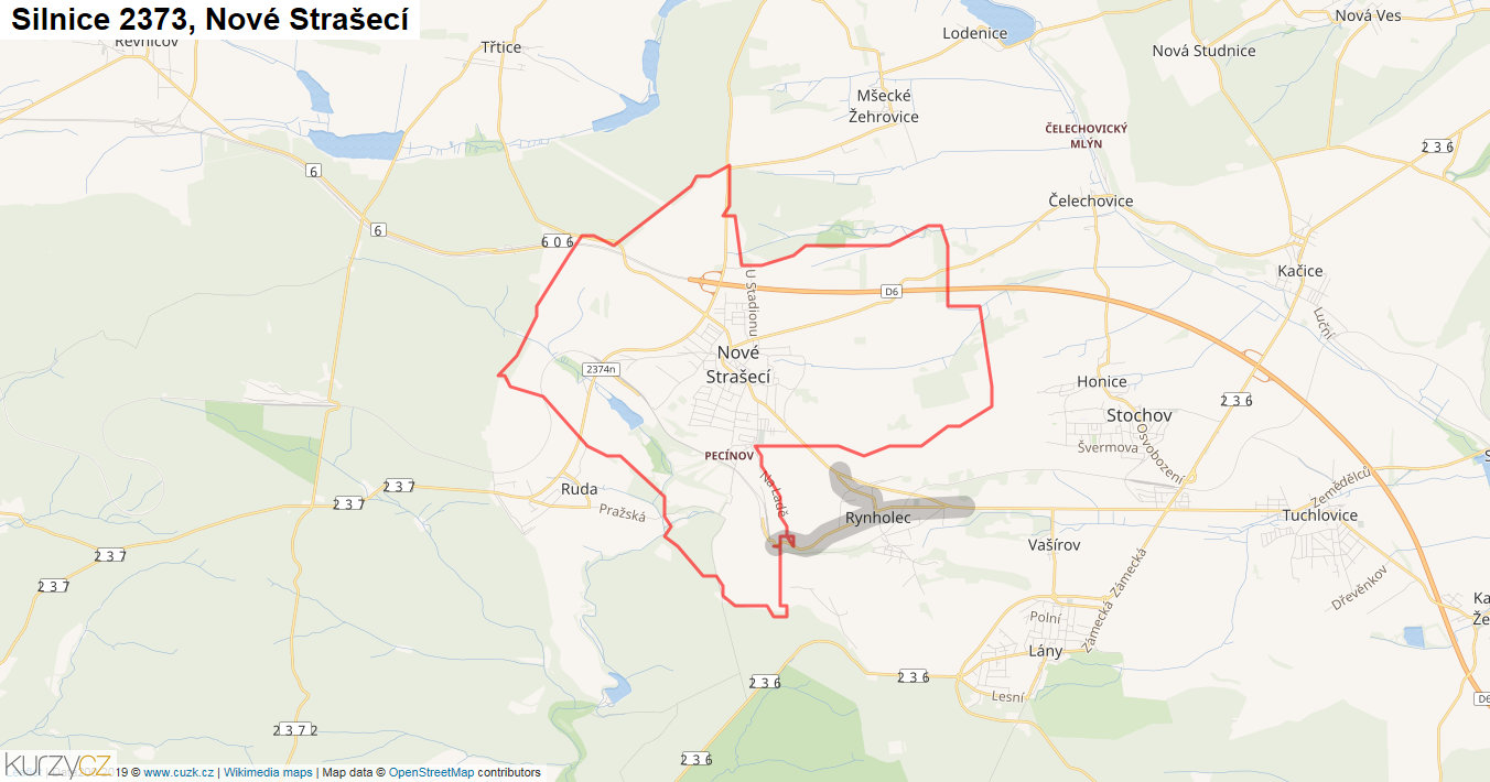Nové Strašecí, Silnice 2373 - Mapa