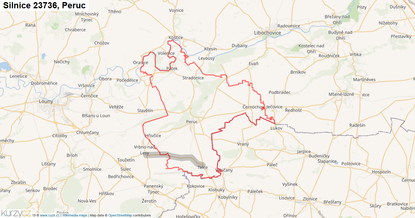 Peruc, Silnice 23736 - Mapa