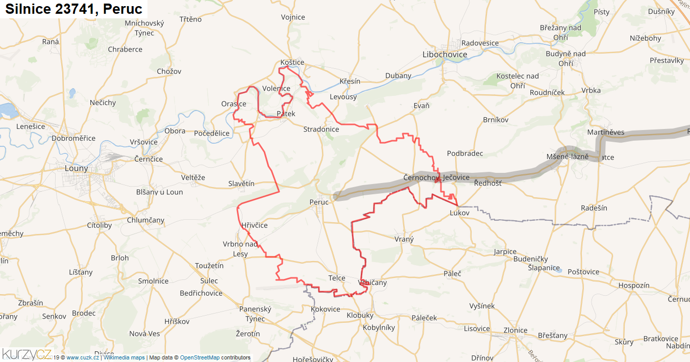 Peruc, Silnice 23741 - Mapa