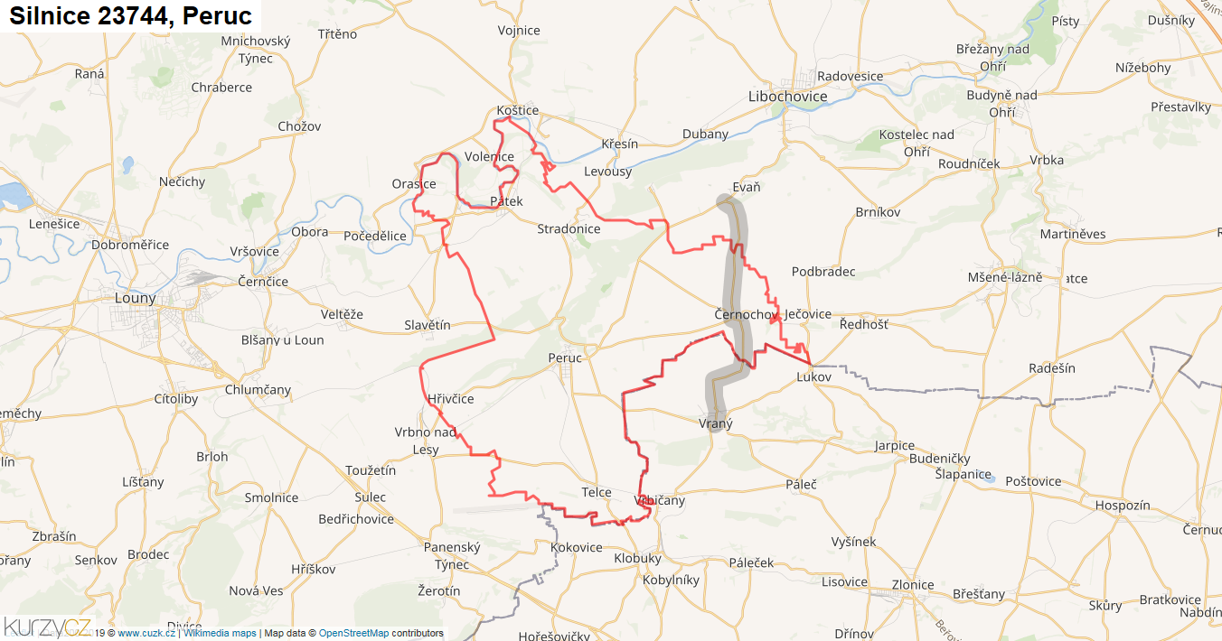 Peruc, Silnice 23744 - Mapa