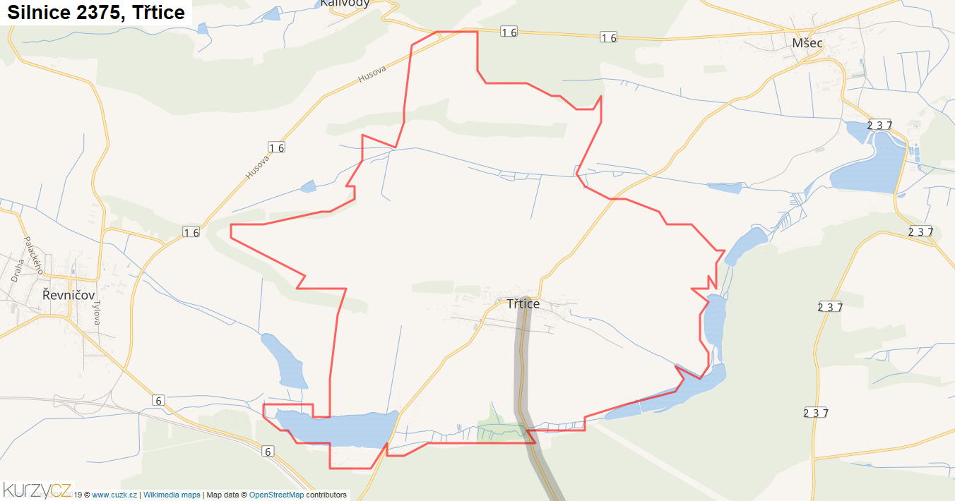 Třtice, Silnice 2375 - Mapa