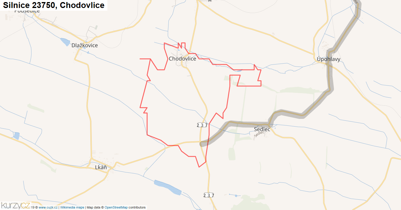 Chodovlice, Silnice 23750 - Mapa