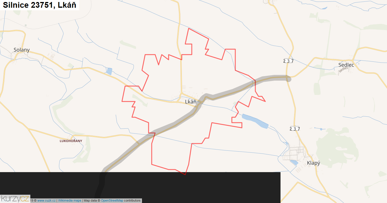 Lkáň, Silnice 23751 - Mapa