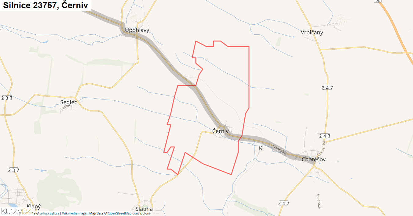 Černiv, Silnice 23757 - Mapa