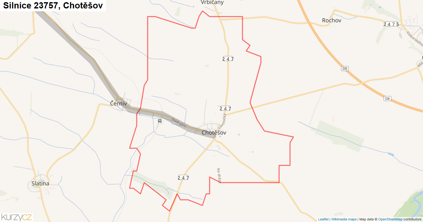 Chotěšov, Silnice 23757 - Mapa