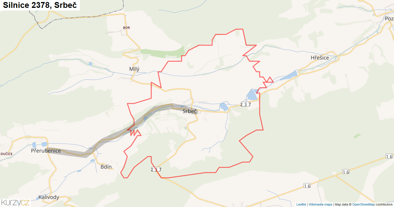Srbeč, Silnice 2378 - Mapa