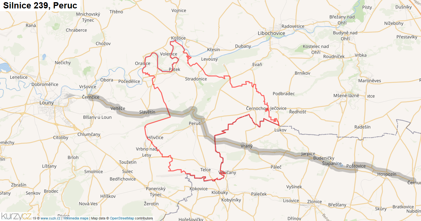 Peruc, Silnice 239 - Mapa