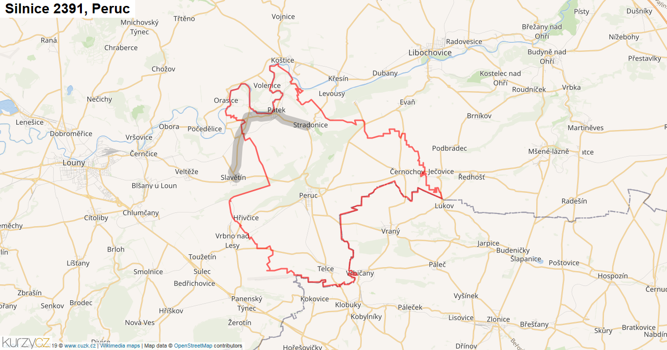 Peruc, Silnice 2391 - Mapa