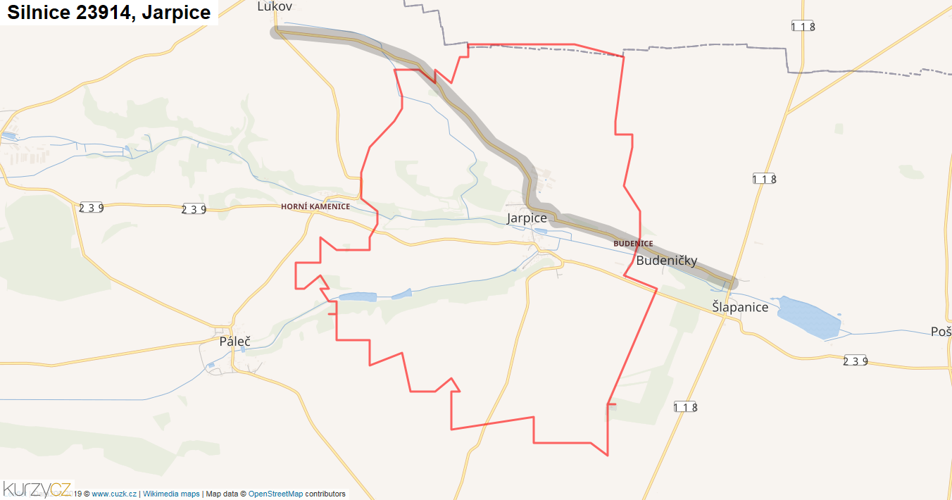 Jarpice, Silnice 23914 - Mapa