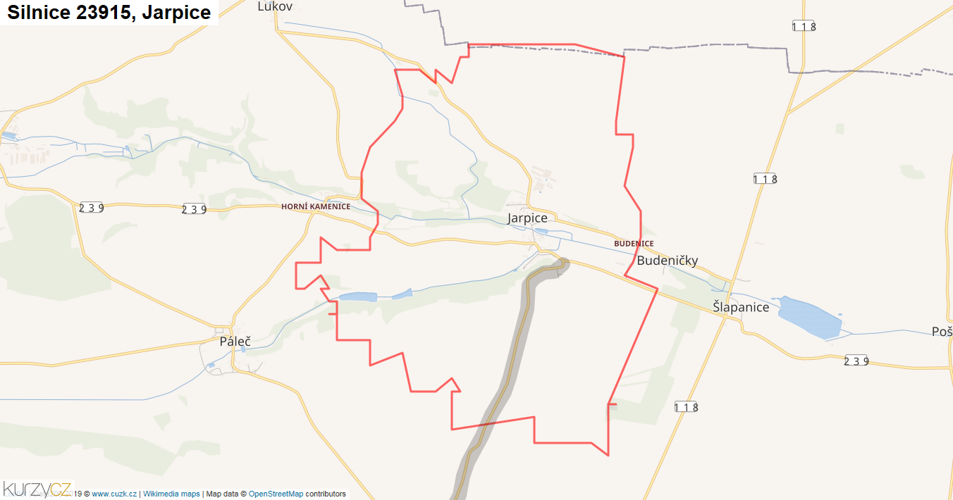 Jarpice, Silnice 23915 - Mapa