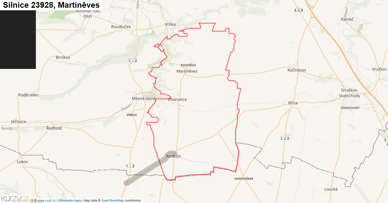 Martiněves, Silnice 23928 - Mapa