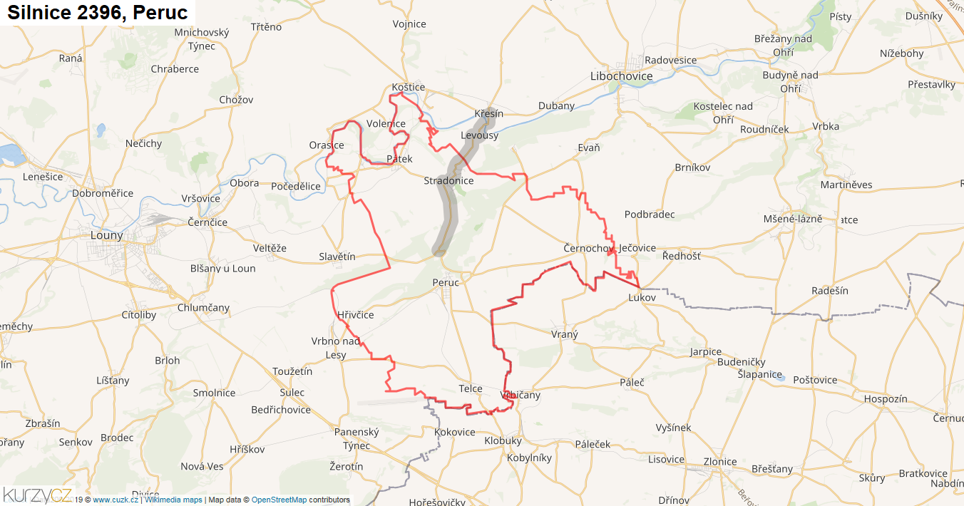 Peruc, Silnice 2396 - Mapa