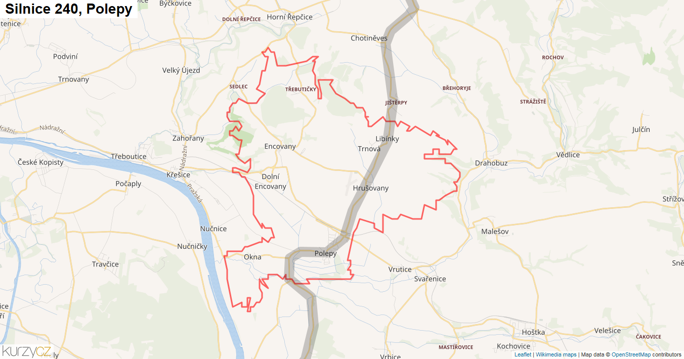 Polepy, Silnice 240 - Mapa