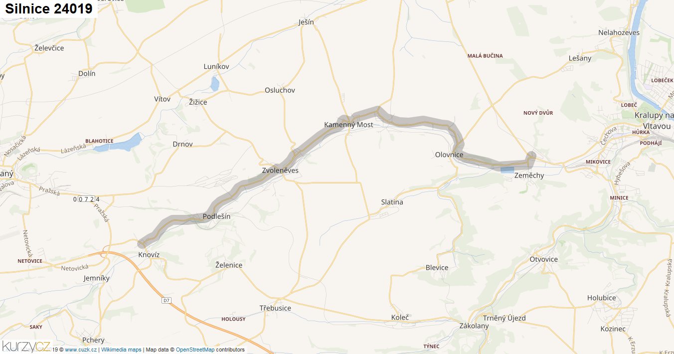 Silnice 24019 - mapa Silnice 24019