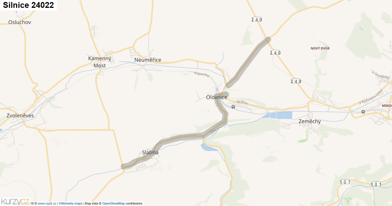 Silnice 24022 - mapa Silnice 24022