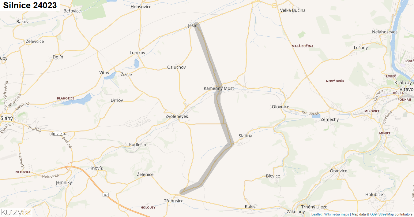 Silnice 24023 - mapa Silnice 24023