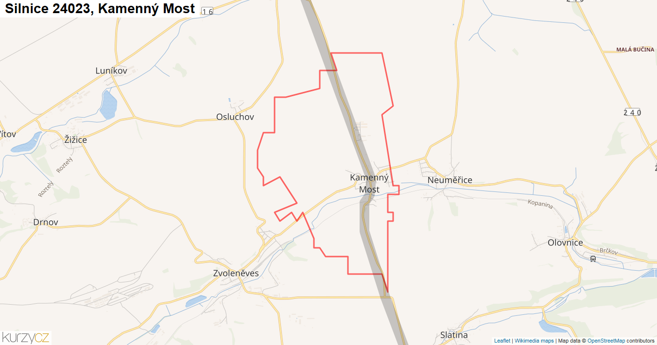 Kamenný Most, Silnice 24023 - Mapa