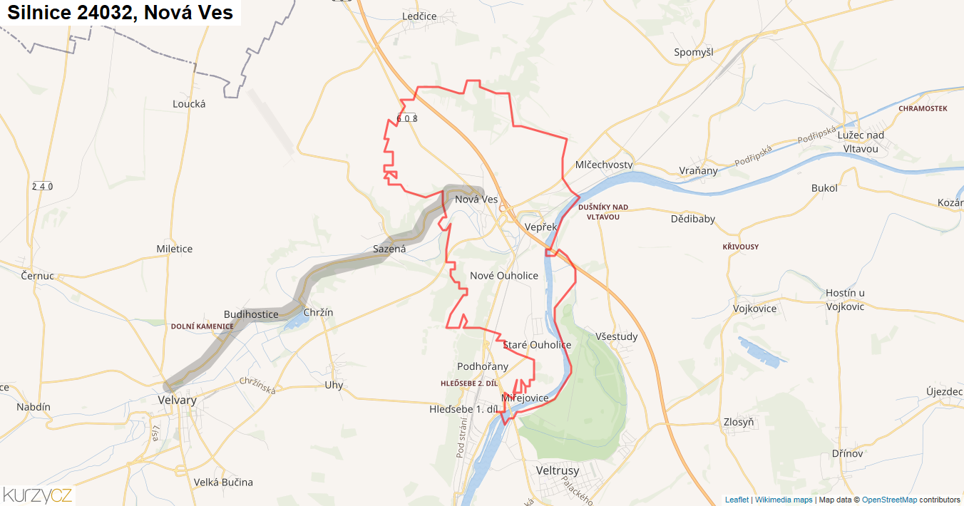 Nová Ves, Silnice 24032 - Mapa