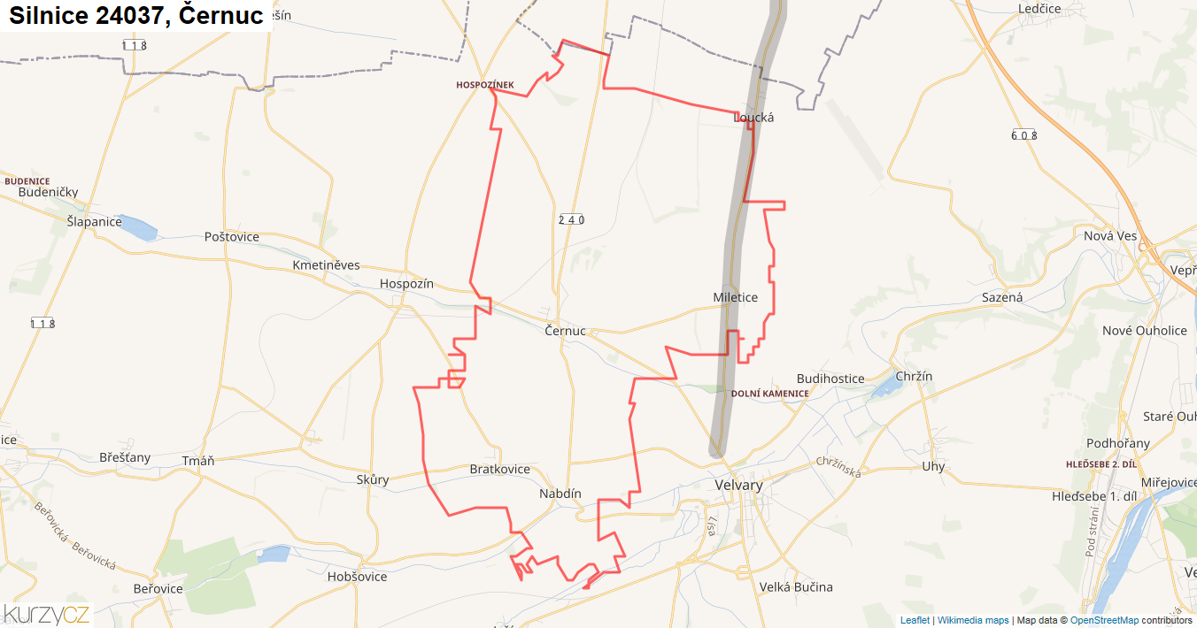 Černuc, Silnice 24037 - Mapa