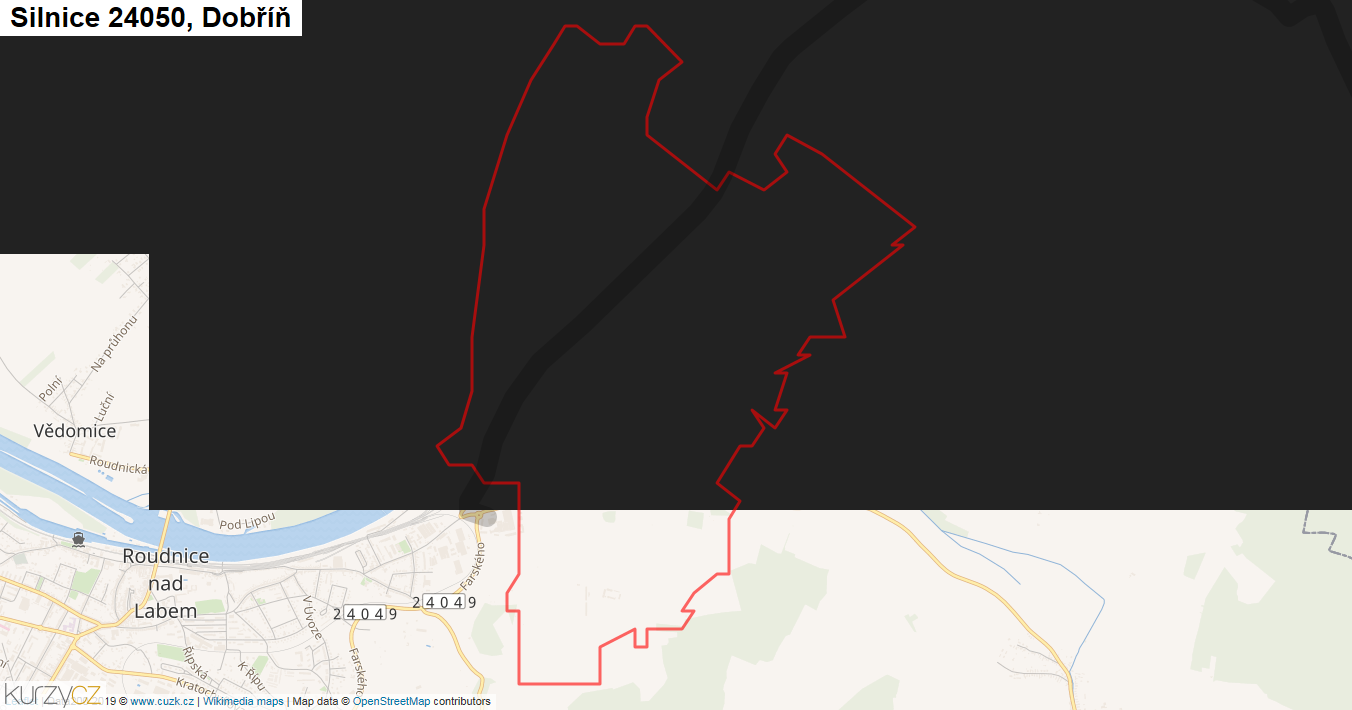 Dobříň, Silnice 24050 - Mapa