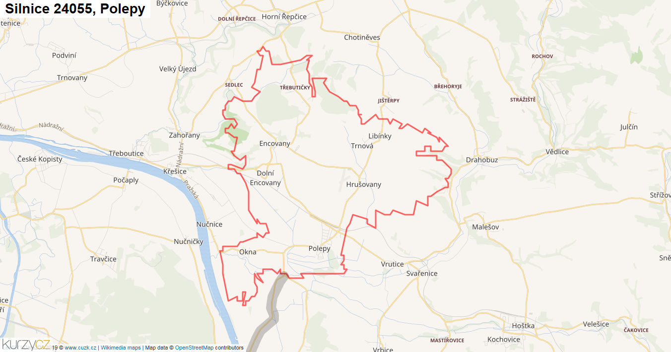 Polepy, Silnice 24055 - Mapa
