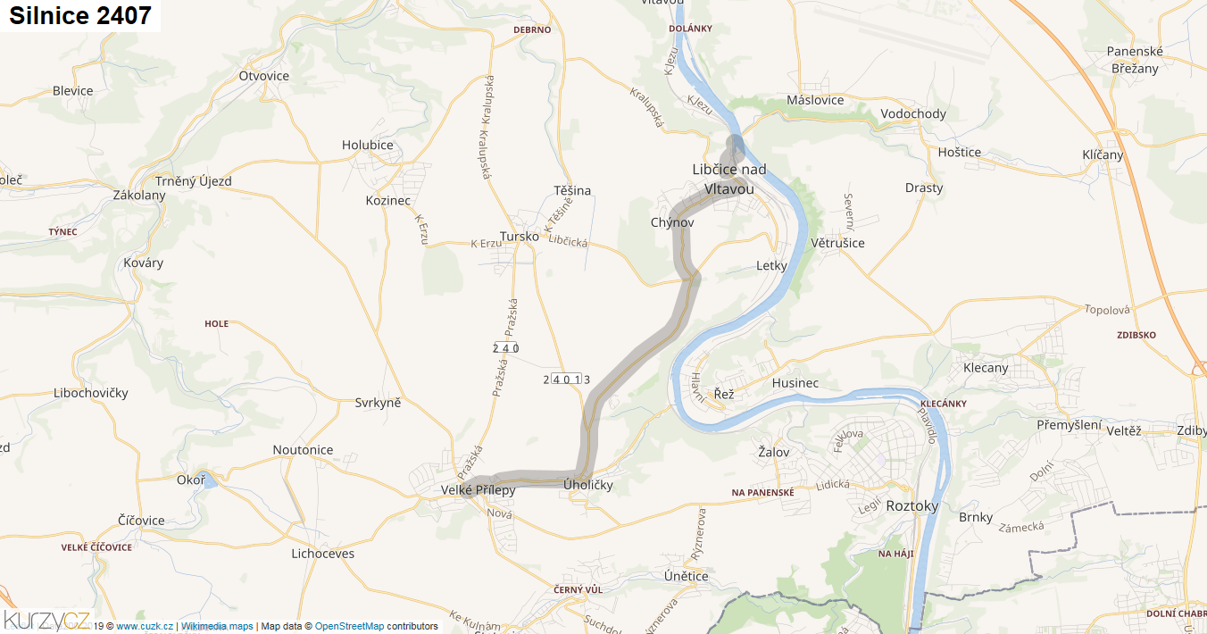 Silnice 2407 - mapa Silnice 2407