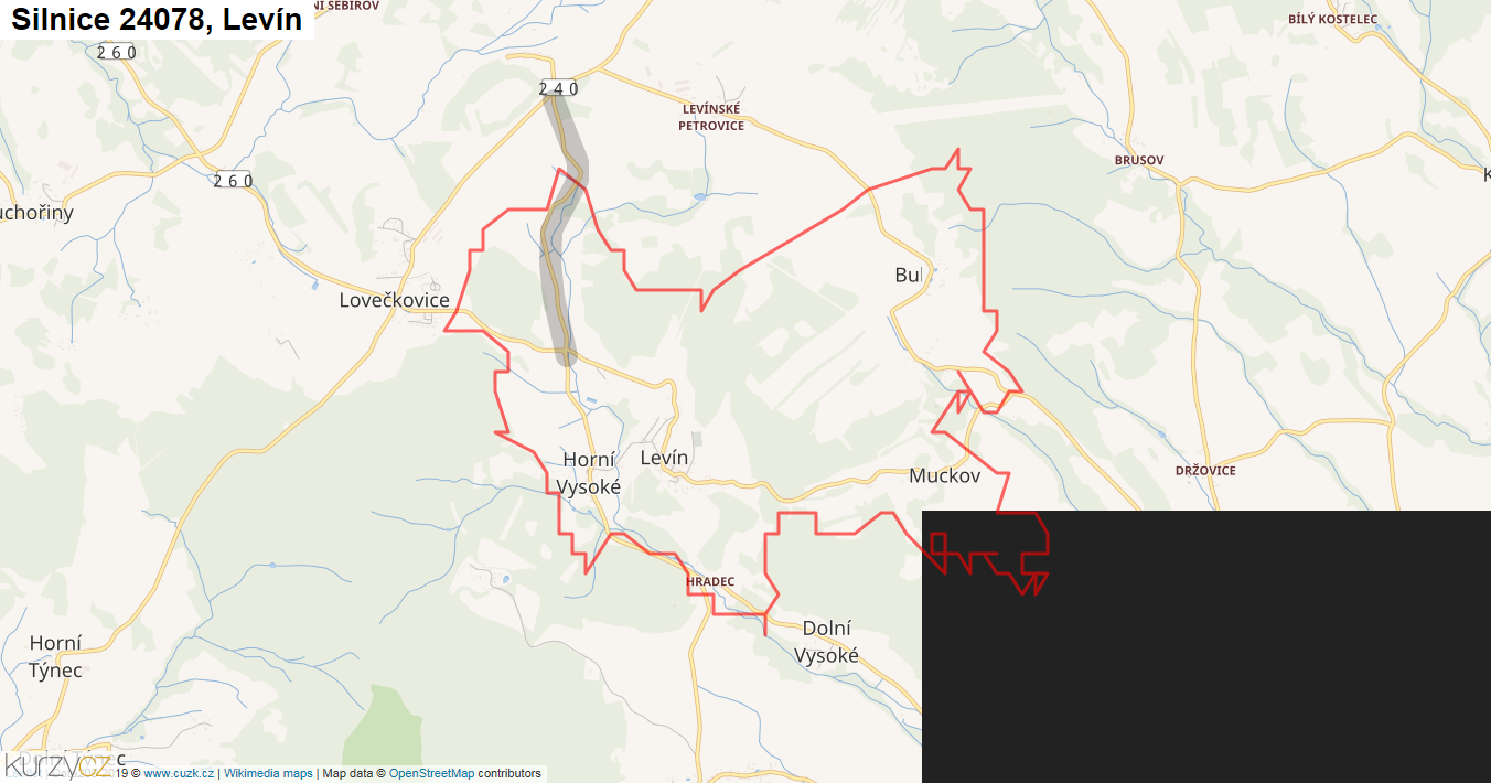 Levín, Silnice 24078 - Mapa