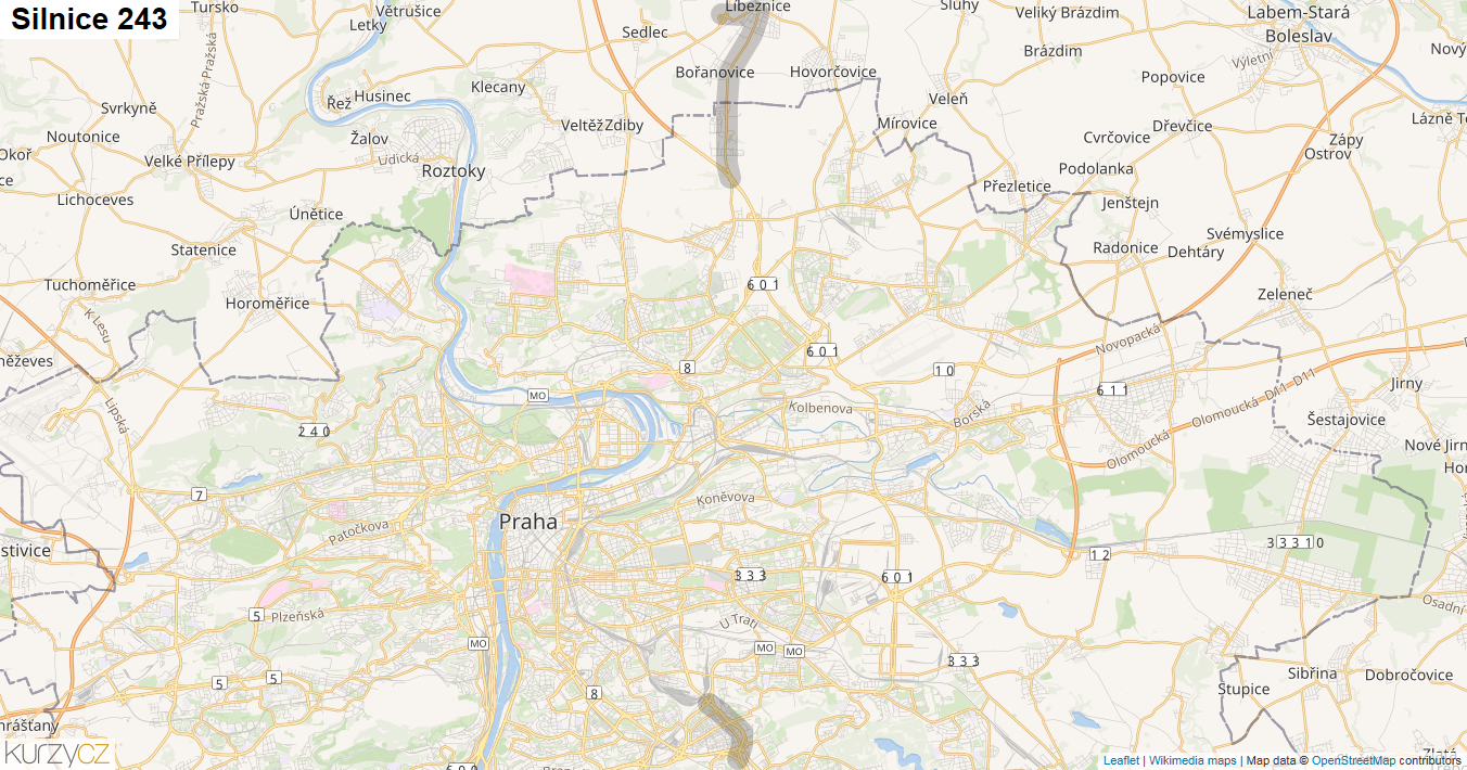 Silnice 243 - mapa Silnice 243