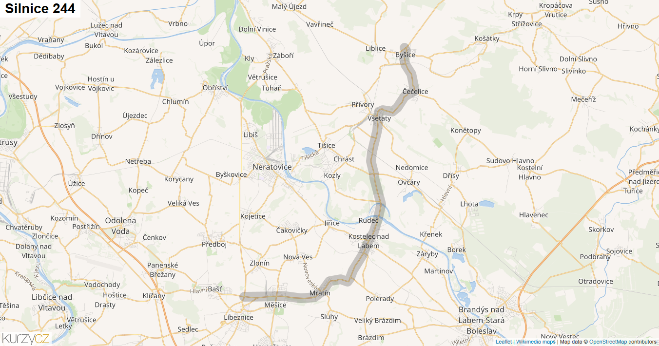 Silnice 244 - mapa Silnice 244
