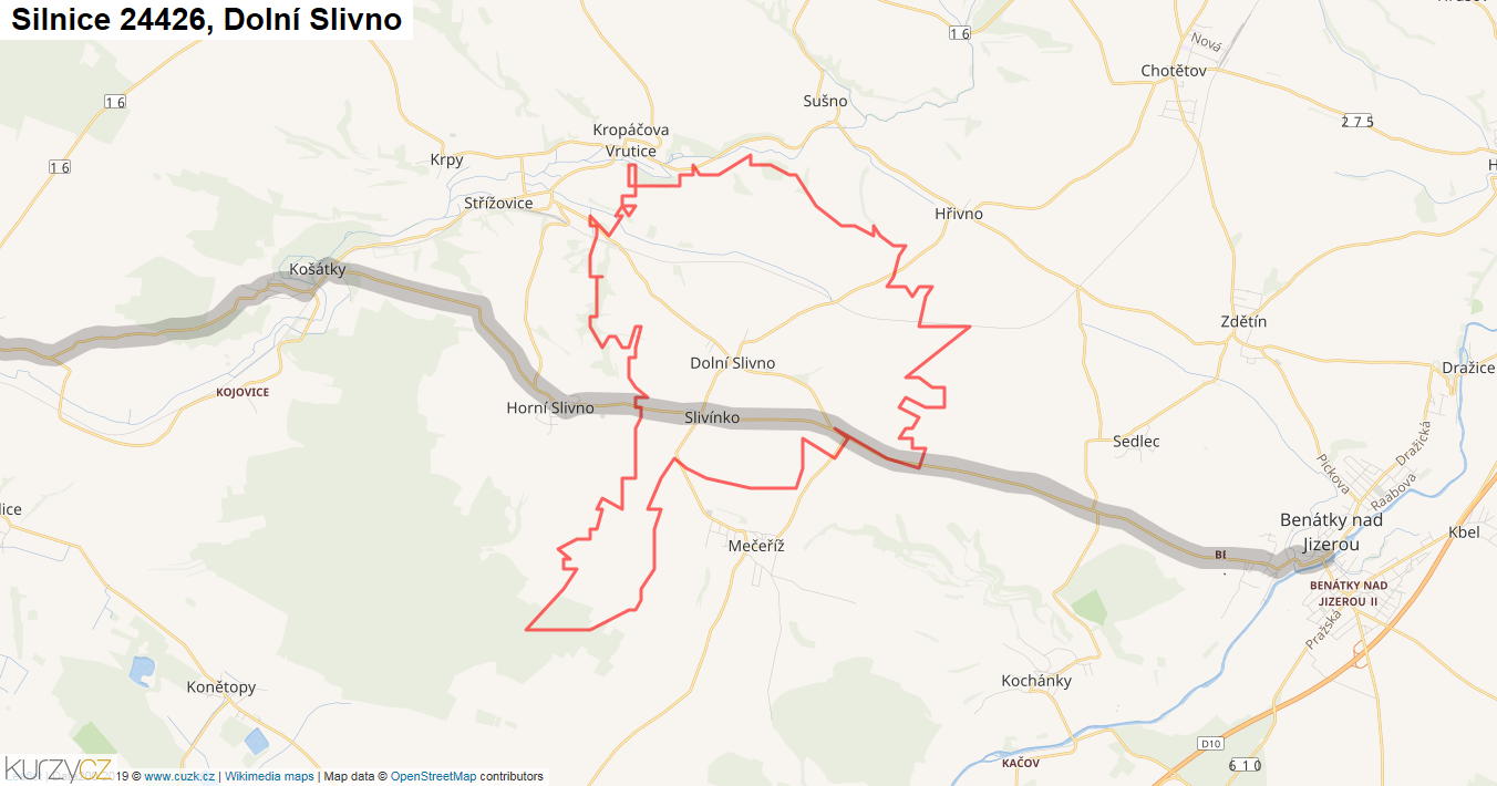 Dolní Slivno, Silnice 24426 - Mapa