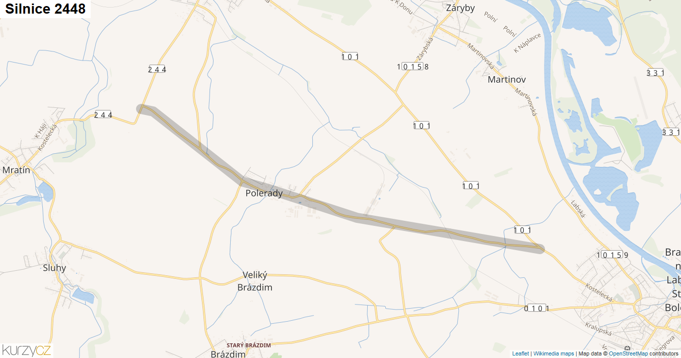 Silnice 2448 - mapa Silnice 2448