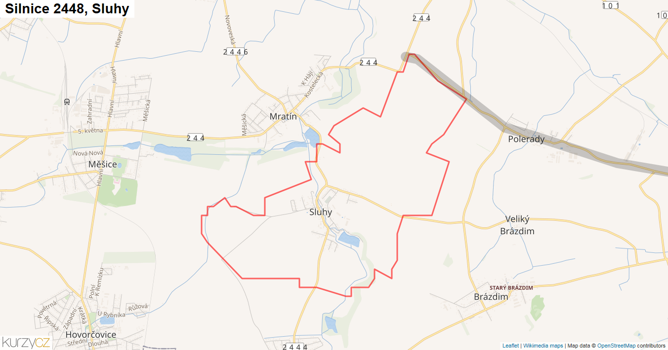Sluhy, Silnice 2448 - Mapa
