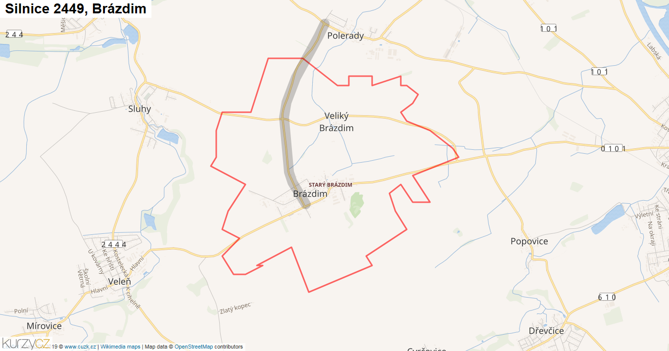 Brázdim, Silnice 2449 - Mapa