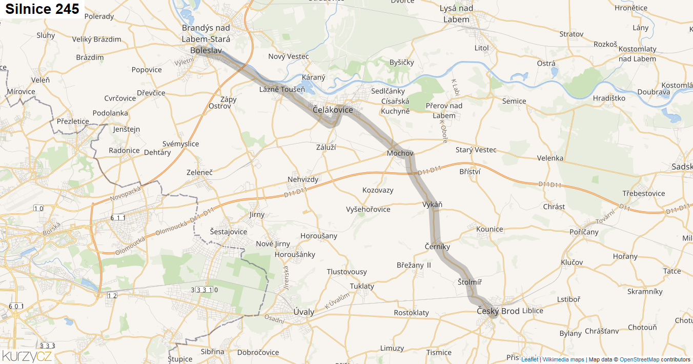 Silnice 245 - mapa Silnice 245